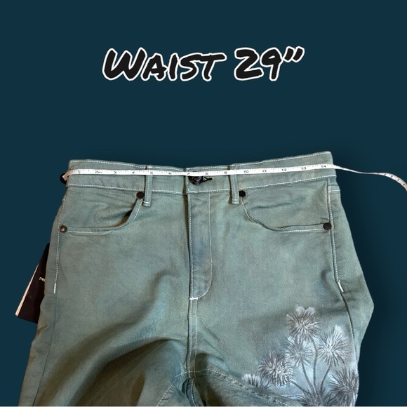 🎉HP🎉Originally NWT  Euchre Cigarette Jeans, Hand painted and Sage Dyed. 28 - Picture 7 of 13
